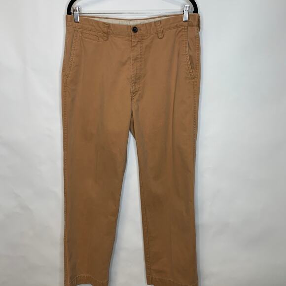 Life Khaki Brown Flat Front Chino Pants Sz 36 x 32 Relaxed Straight - Picture 2 of 8